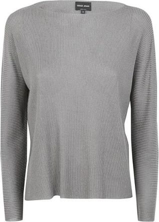Giorgio Armani Rondgebreide Trui - Dames - Ronde hals truien - Grijs - S - Truien & Vesten