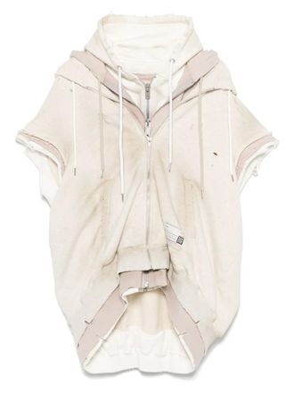 Miharayasuhiro layered zip-up hoodie - men - Cotton - 48 - Neutrals