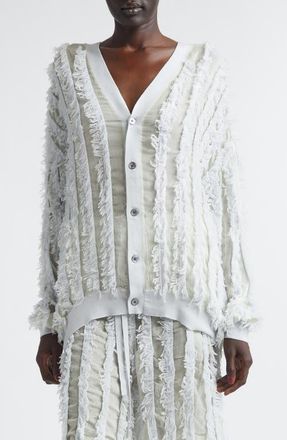 Zankov Wes Fringe Cardigan in Oyster at Nordstrom, Size Medium
