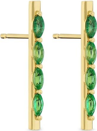 ROSEKEY Orecchini Whistle in oro giallo 18 carati con smeraldi