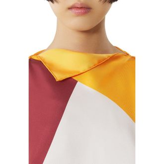 Lanvin Graphic Print Silk Top in White/orange at Nordstrom