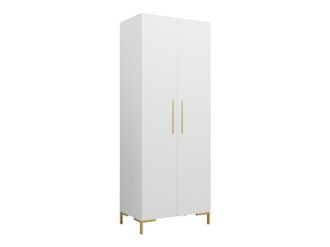 Mirjan24 Armario Nomal, Blanco + Dorado, 196x74x44cm, Puertas De Armario: Con Bisagras, N&uacute;mero De Estantes: 2