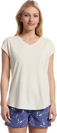 Royal Robbins Vacationer V-Neck Short Sleeve Womens T Shirt Undyed : LG, Cotton/Hemp