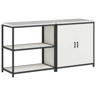 Berkfield Home with Shelf with Storage with Door Adjustable 2 pcs White Cold-rol