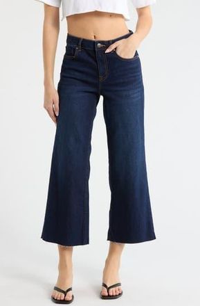 Vigoss Dylan Raw Hem Crop Wide Leg Jeans in Dark Wash at Nordstrom Rack, Size 27