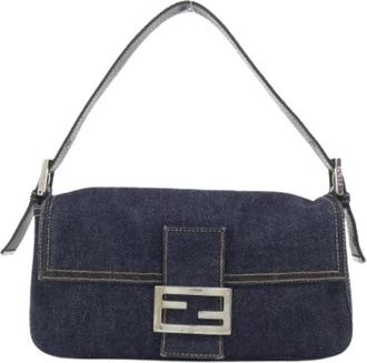 Fendi Pre-owned Baguette Denim Shoulder Bag - Dames - Vintage Schoudertas - Blauw - ONE Size - Denim - Vintage