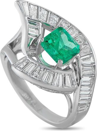 Luxury Bazaar 18K White Gold 2.0ct Diamond and Emerald Ring MF43-050726