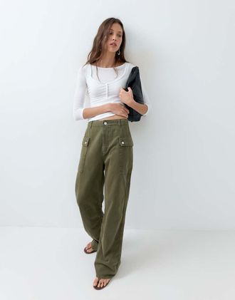 Asos Pantaloni cargo casual kaki-Verde