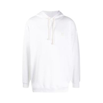 Acne Studios Hoodies & sweatvesten, Heren, Wit, S, Katoen, Hooded Oversized Face Patch Sweatshirt