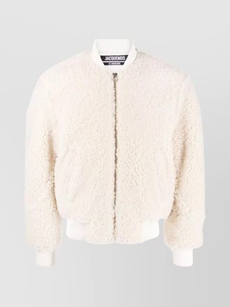 Jacquemus LE BLOUSON PILOU shearling baseball collar jacket