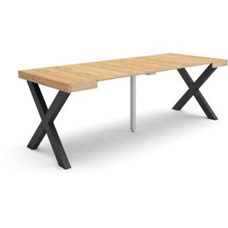 Skraut Home Mesa Consola Extensible, Mesa Comedor Plegable, 220, Para 10 Comensales, Patas Madera Maciza, Estilo Moderno, Roble - Skraut Home