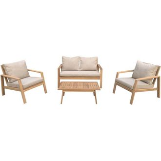 Happy Garden Happy Garden - Conjunto De Muebles De Jard&iacute;n De Acacia Gili 4 Plazas Cojines Arena