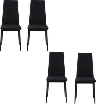 HOMCOM Set 4 Sedie Imbottite per Cucina o Soggiorno in Metallo e Tessuto Nero - Homcom