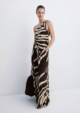 Mango Top asimmetrico stampato marrone - Donna - XS - MANGO