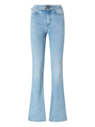 Pinko buckle-embellished flared jeans - Blue