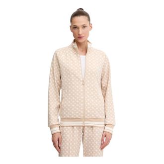 Guess Aggie Full Zip Scuba Sweatshirt - Dames - Sweatshirts & Hoodies - Beige - Maat: XL Poliester