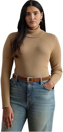 Lauren Ralph Lauren Plus Size Turtleneck Sweater Womens Sweater Classic Camel : 2X, Cotton/Modal/Nylon