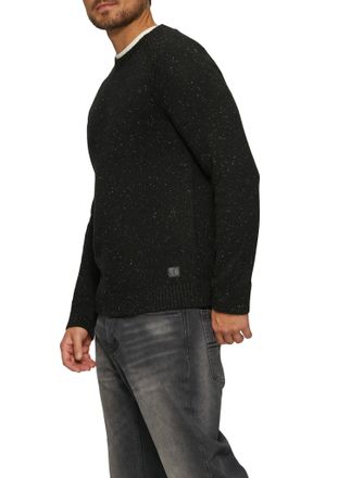 s.Oliver Rundhalspullover S.OLIVER, Herren, Gr. XL, schwarz, Strick, Obermaterial: 60% Baumwolle, 40% Polyacryl, Glitzermuster, regular fit taillenbedeckt, Run