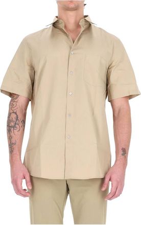 A.P.C. Camicia in popeline di cotone manica corta - Heren - Korte mouwen Overhemden - Beige - L - Katoen - Overhemden
