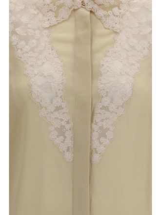 Fendi Womens Georgette Silk Shirt Parchment