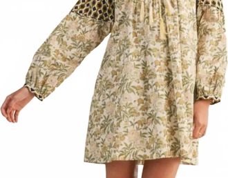 Merci Olive Dress In Cream/green