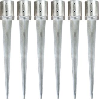 vidaXL Picas De Tierra 6 Unidades Acero Galvanizado Plateado 12x91 Cm Vidaxl