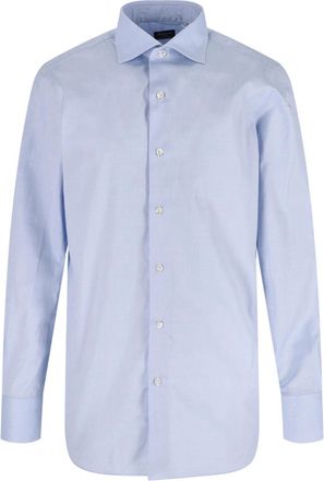 Finamore Tailored Light Blue Cotton Shirt With Classic Collar