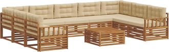 vidaXL Conjunto De Sof&aacute;s De Exterior 10 Uds. Natural Y Beige Vidaxl