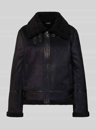 Lauren Ralph Lauren Regular Fit Jacke in Leder-Optik mit Kunstfellbesatz in Black, Gr&ouml;&szlig;e L