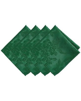 Elrene Set Of 4 Poinsettia Elegance Jacquard Holiday Napkins