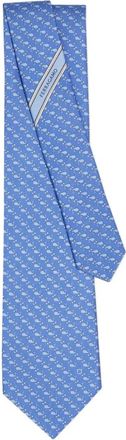 Ferragamo Cravatta in seta con stampa balena - Blu