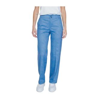 Street One Blauwe Palazzo Broek Lichtgewicht Flexibele Pasvorm - Dames - Straight fit broeken - Blauw - L - Polyester - Broeken