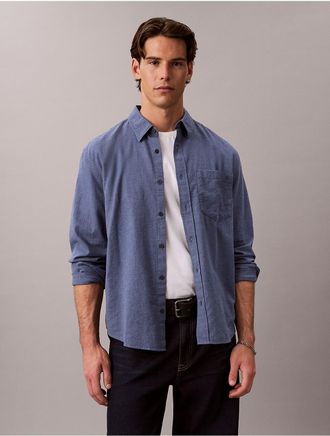 Calvin Klein Jeans Calvin Klein Mens Melange Flannel Easy Shirt - Blue - 2XL