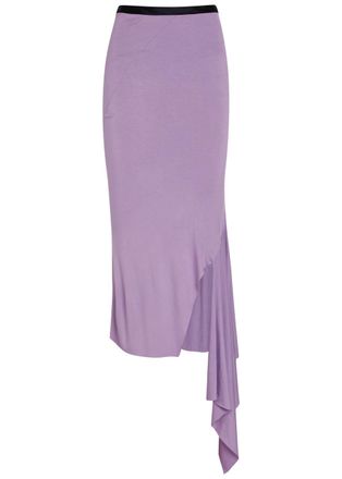 AARON ESH Fishtail Asymmetric Jersey Midi Skirt - Lilac - 10 (UK10 / S)