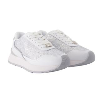 Versace Womens Embellished Leather Sneaker White Calfskin
