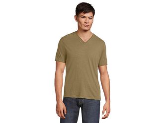 John Varvatos Miles V Neck T-Shirts Mens T Shirt Khaki : MD, Cotton