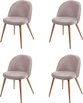 Hhg Hhg - Nunca Usado] Lote De 4 Sillas De Comedor 103, Silla Silla De Cocina Dise&ntilde;o Retro A&ntilde;os 50, Terciopelo, Gris-marr&oacute;n
