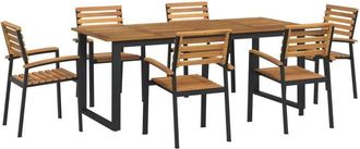 vidaXL vidaXL 7 Piece Garden Dining Set Solid Wood Acacia and Metal