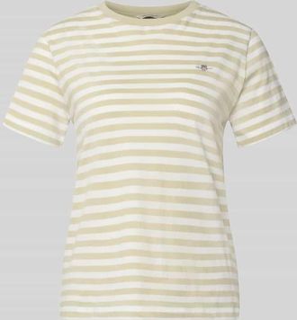 GANT T-Shirt mit Rundhalsausschnitt und Label-Stitching in Sand, Gr&ouml;&szlig;e XXL