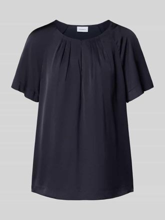 Comma Blusenshirt mit Schl&uuml;sselloch-Ausschnitt in Marine, Gr&ouml;&szlig;e 34