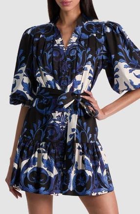 Alice & Olivia Cora Floral Mini Shirtdress in Regal Retreat at Nordstrom Rack, Size X-Large