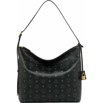 MCM Aren Hobo in Visetos in Black at Nordstrom