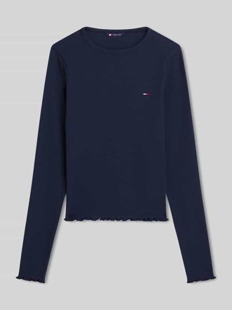 Tommy Jeans Slim Fit Langarmshirt aus Baumwoll-Mix in Dunkelblau, Gr&ouml;&szlig;e XL