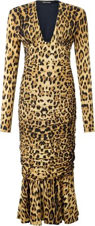 Roberto Cavalli Midi-jurk met luipaardprint - Geel