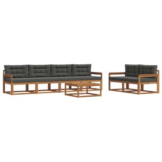 vidaXL Conjunto De Sof&aacute;s De Exterior 7 Pcs Natural Y Antracita Vidaxl