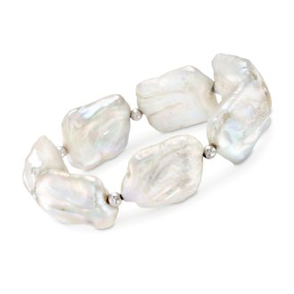 Ross-Simons 17-20mm Cultured Baroque Pearl Stretch Bracelet With Sterling Silver