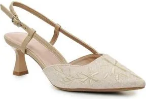 Nicole Miller Embroidered Slingback Pump in Beige Beige at Nordstrom Rack, Size 8.5