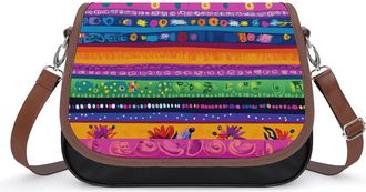 Generic Colorful Stripe Crossbody Bags for Women Shoulder Messenger Bag Purse Handbags