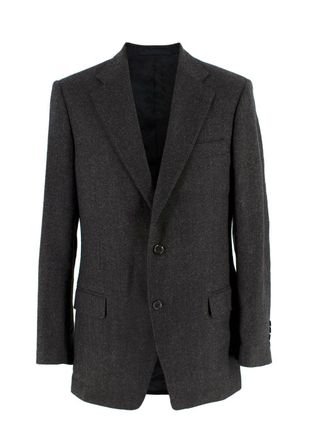 Burberry Dark Grey Wool Cashmere Single Breasted Blazer Size L