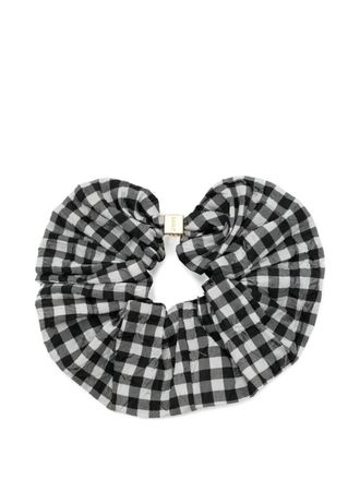 Ganni checked scrunch - women - Recycled Polyester - One Size - Black